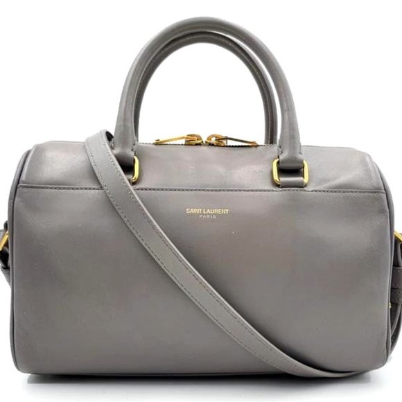 Yves Saint Laurent Handbags - MINT Yves Saint Laurent Baby Duffel Leather Crossbody Satchel Shoulder Bag Gray